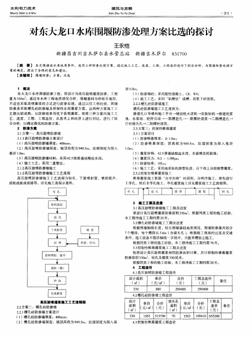 对东大龙口水库围堰防渗处理方案比选的探讨