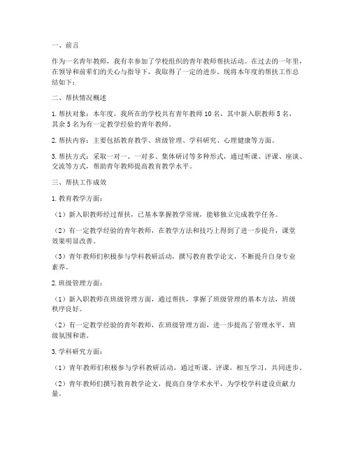 青年教师年度帮扶总结