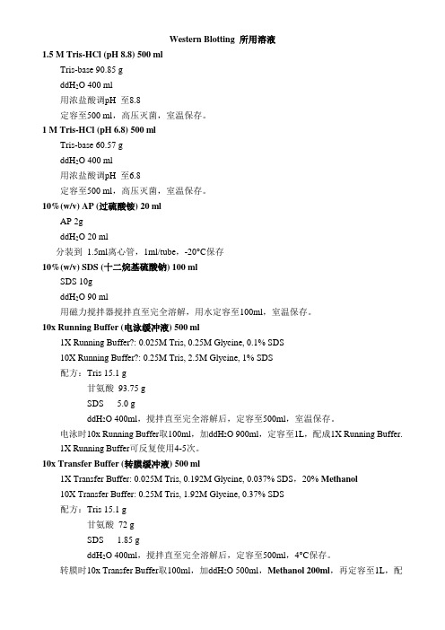 Westernblotting溶液配制