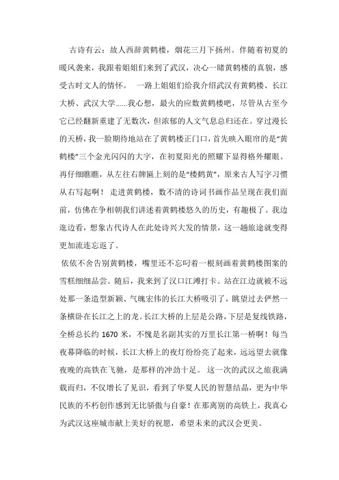 美丽的武汉之行作文