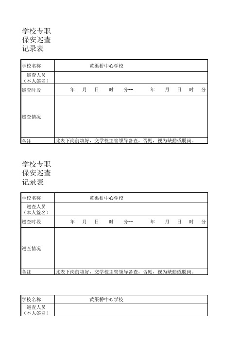 学校专职保安巡查记录表