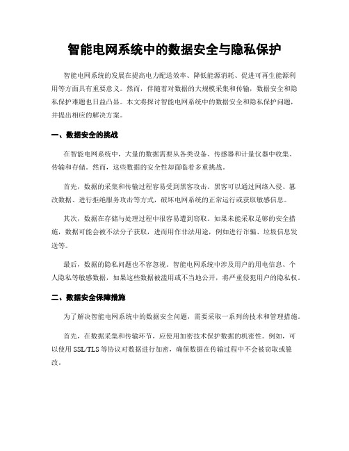 智能电网系统中的数据安全与隐私保护