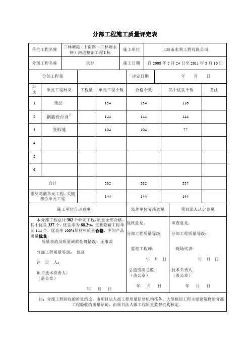 分部工程质量评定表(承台)