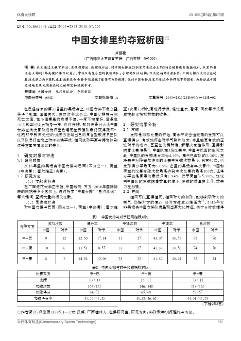 中国女排里约夺冠析因