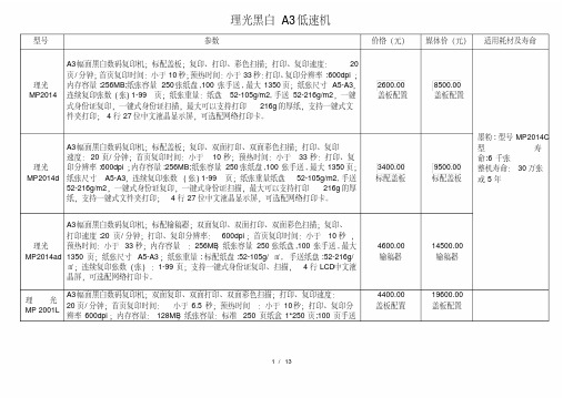 理光全系列产品报价单