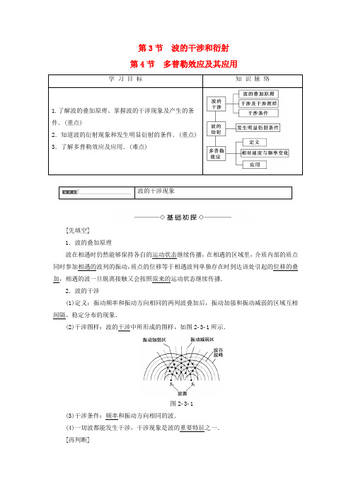 高中物理第2章 机械波 第3节 波的干涉和衍射 第4节 多普勒效应及其应用教师用书-鲁科版选修