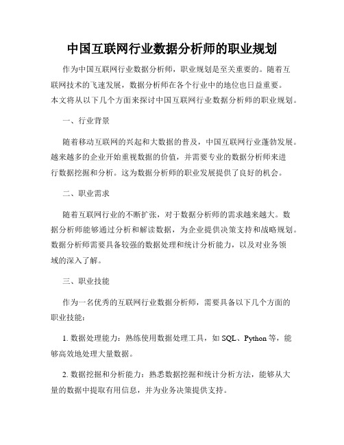 中国互联网行业数据分析师的职业规划