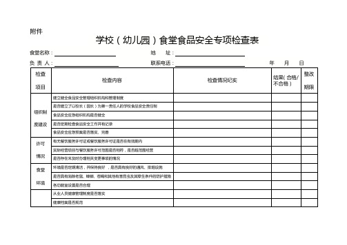 学校(幼儿园)食堂食品安全专项检查表