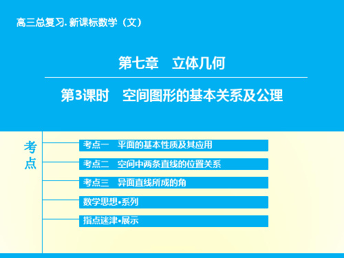 2016届高三数学(文)(北师大版)一轮复习课件第7章-第3课时 空间图形的基本关系及公理