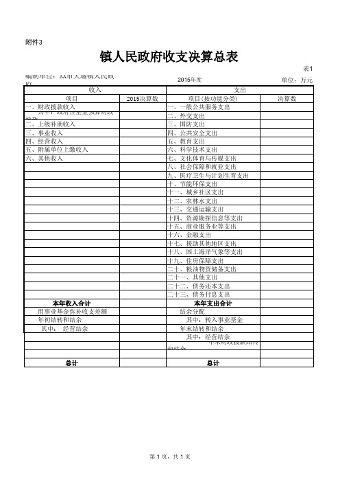 镇人民政府收支决算总表