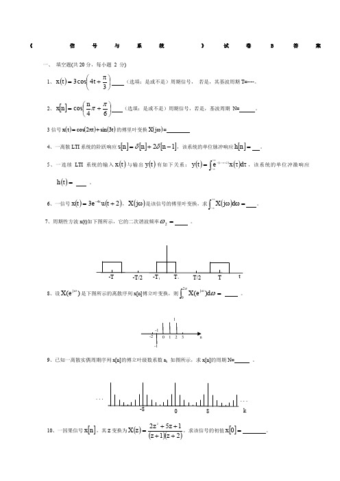 华南理工大学信号与系统期末考试试卷及参考