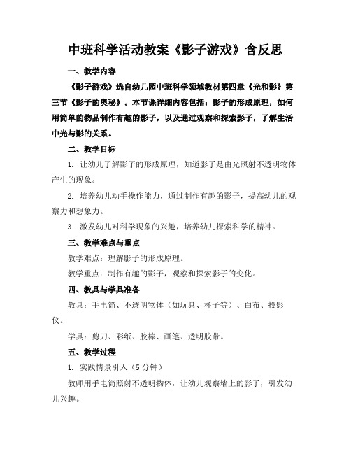 中班科学活动教案《影子游戏》含反思