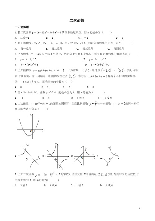 2018年中考数学专题复习卷：二次函数(含解析)