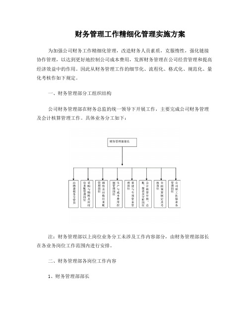 财务工作标准化方案