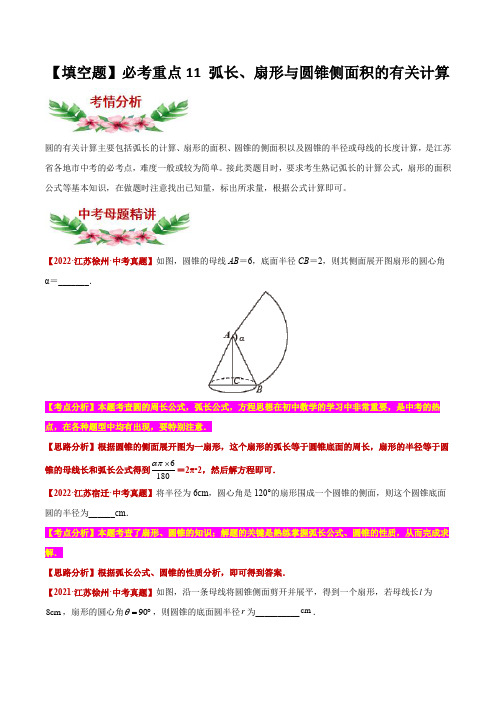 【中考专项】2023年中考数学转向练习之选择题11 弧长、扇形与圆锥侧面积的有关计算