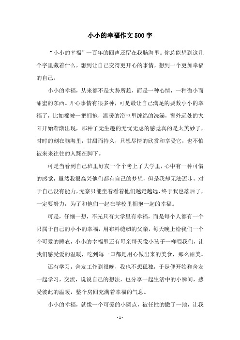 小小的幸福作文500字