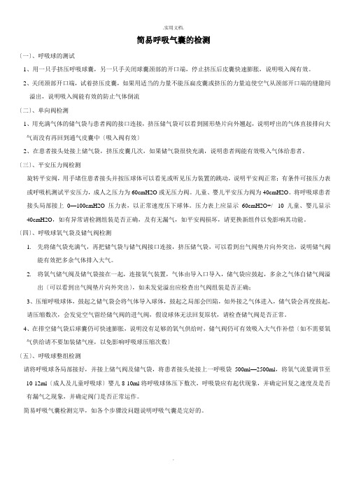 简易呼吸气囊的检测及使用技术操作评分标准