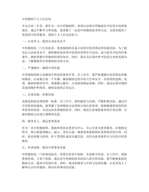 有关中药炮制个人工作总结