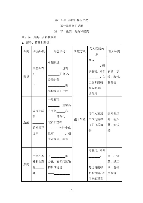 【最新版】人教版七年级上册生物第二单元第一章第一节知识点总结