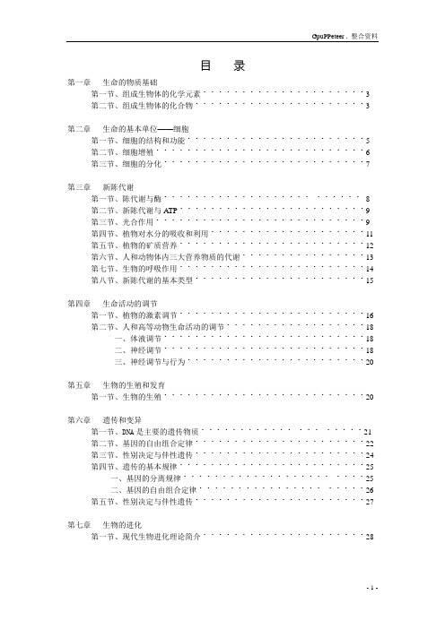 2012高考生物总复习必背知识点整合