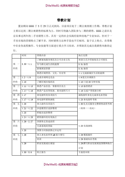 【7A文】房地产新人带教计划