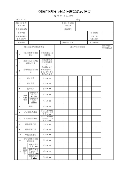 表9.12.8-钢闸门组装