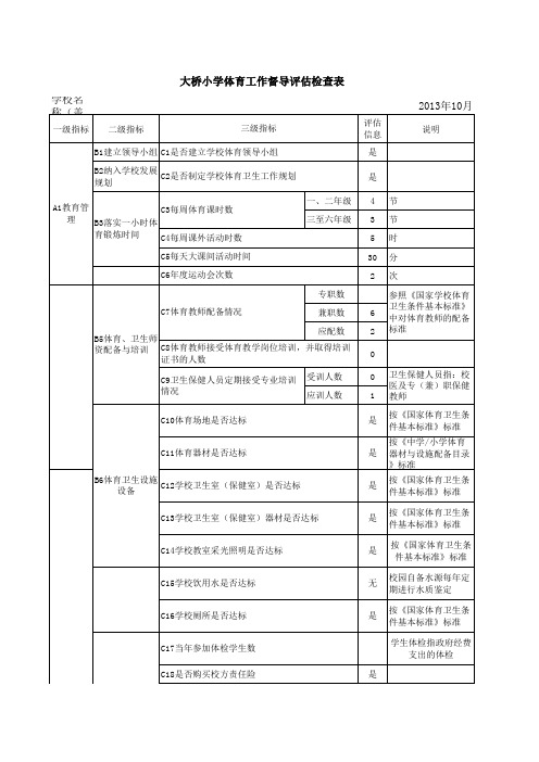 体育工作评估检查表