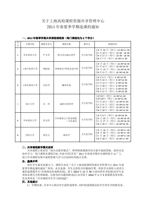 关于上海高校课程资源共享管理中心