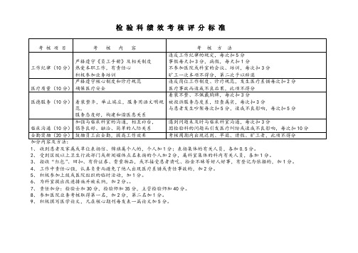 检验科绩效考核评分标准