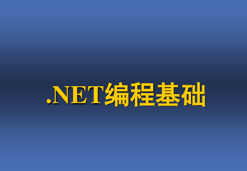 NET编程基础