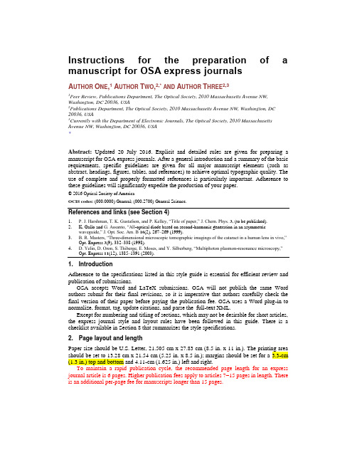Optics-Express(OE)-2016-最新投稿要求