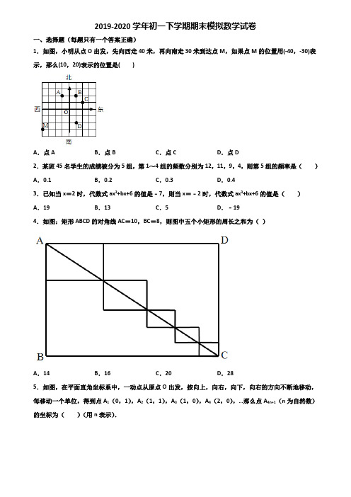 2020怀化市初一下学期期末数学复习检测试题