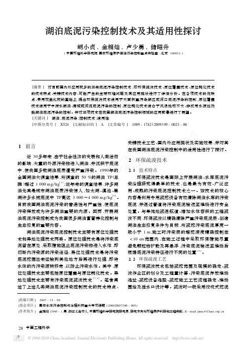 湖泊底泥污染控制技术及其适用性探讨