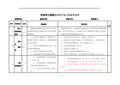 十八项医疗核心制度督查表