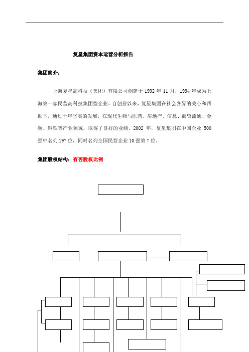 复星集团资本运营分析报告