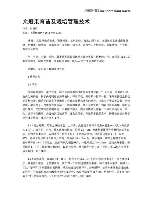 文冠果育苗及栽培管理技术