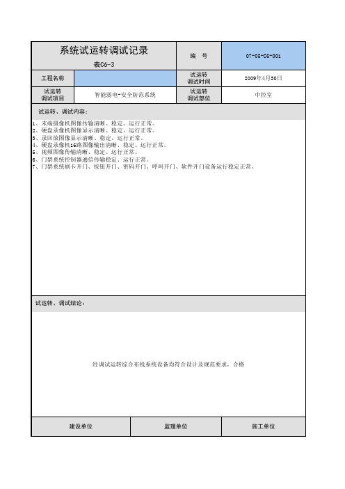 安防系统-系统试运行调试记录