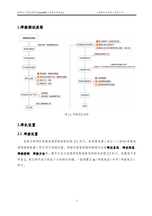 焊接机器人调试测试说明V1