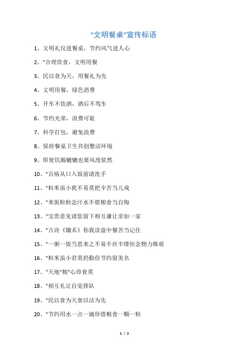 4.文明餐桌宣传标语及提示牌内容