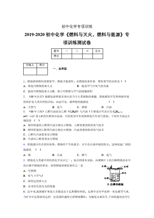 (中考)《燃料与灭火,燃料与能源》专项训练模拟测试(含答案) (11)