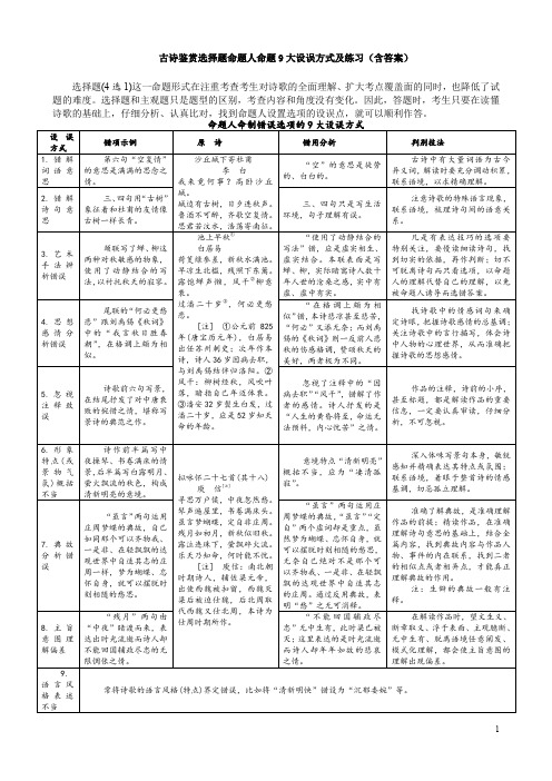 古诗鉴赏选择题命题人命题9大设误方式