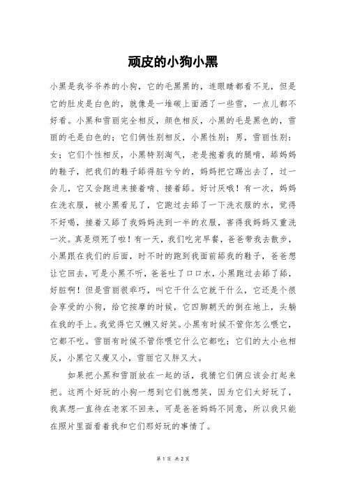 顽皮的小狗小黑_五年级作文