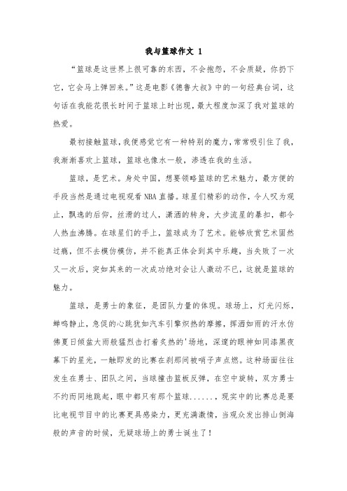 我对篮球的感情作文600字