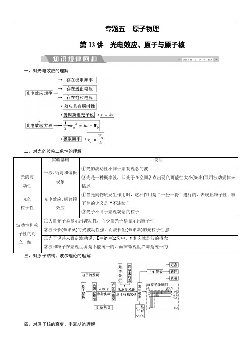 2018大二轮高考总复习物理文档：第13讲 光电效应、原子与原子核(含答案)