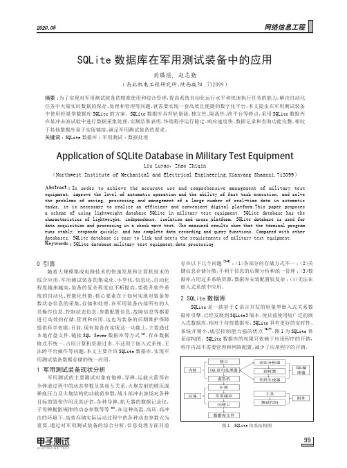 sqlite数据库在军用测试装备中的应用
