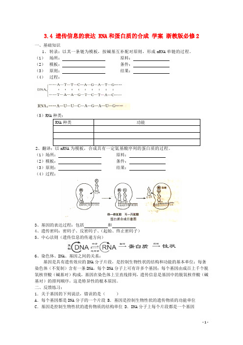 浙科版 遗传信息的表达 学案