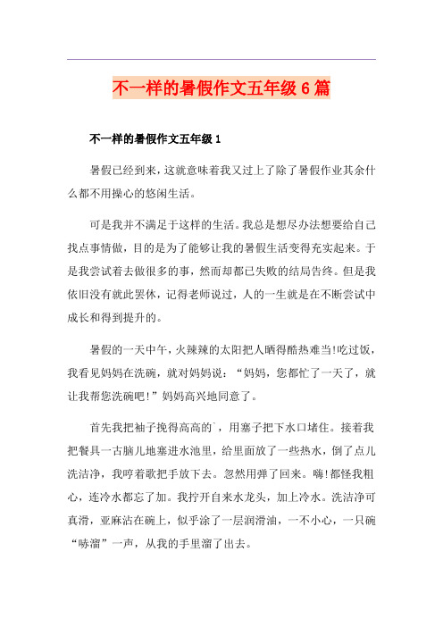 不一样的暑假作文五年级6篇