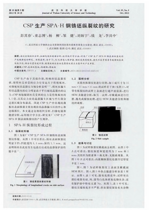 CSP生产SPA-H钢铸坯纵裂纹的研究