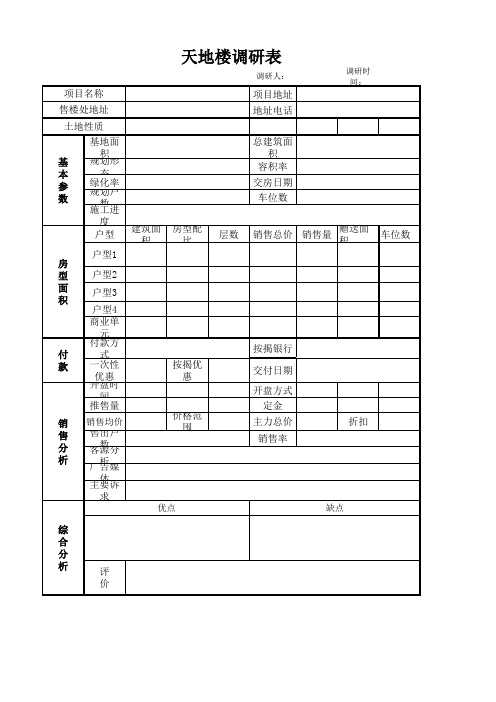 天地楼楼盘调研表