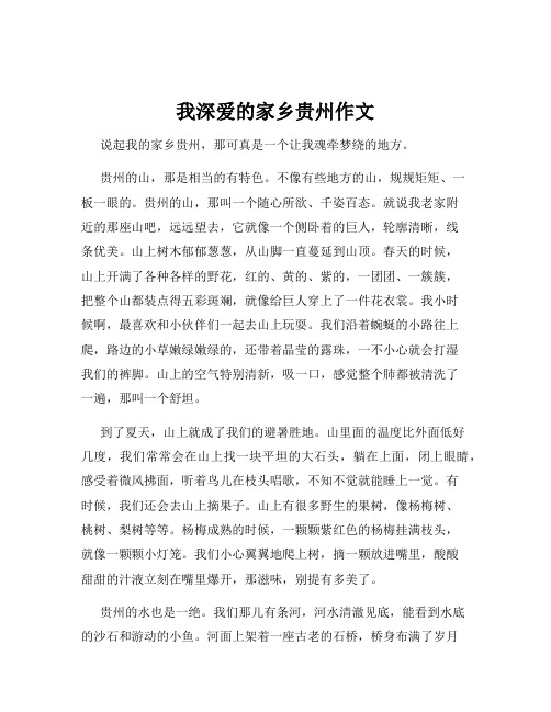 我深爱的家乡贵州作文